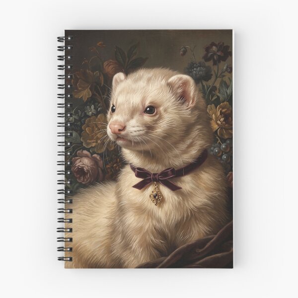 Item preview, Regal Cream Ferret Portrait with Velvet Ribbon designed and sold by Real Beast Art.