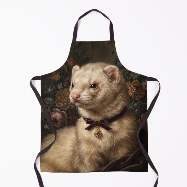 Item preview, Regal Cream Ferret Portrait with Velvet Ribbon designed and sold by Real Beast Art.