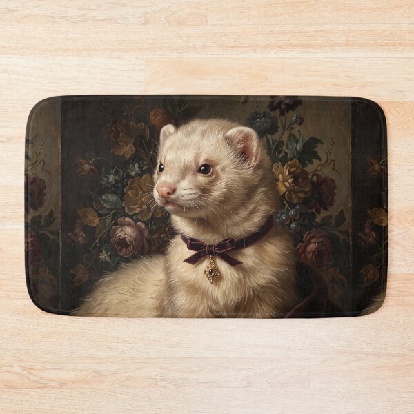 Item preview, Regal Cream Ferret Portrait with Velvet Ribbon designed and sold by Real Beast Art.