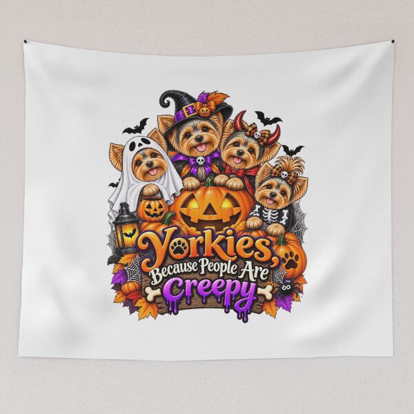 Item preview, Yorkies Because People Are Creepy Funny Yorkshire Terrier Halloween Dog Humor designed and sold by beoldfashioned.