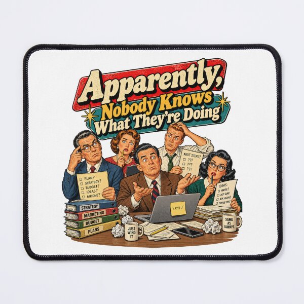 Item preview, Apparently, Nobody Knows What They’re Doing – Retro Office Humor designed and sold by DopeyRobot.