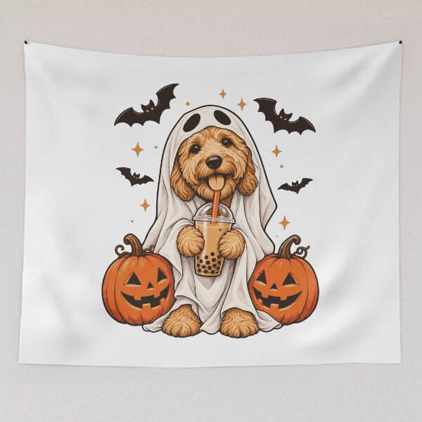 Item preview, Goldendoodle Ghost and Boba Cute Halloween Dog Humor Gift designed and sold by Whirx.