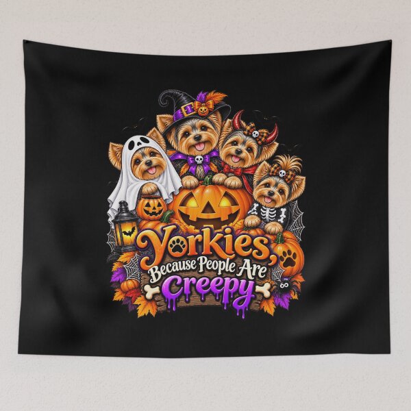 Item preview, Yorkies Because People Are Creepy Funny Yorkshire Terrier Halloween Dog Humor designed and sold by beoldfashioned.