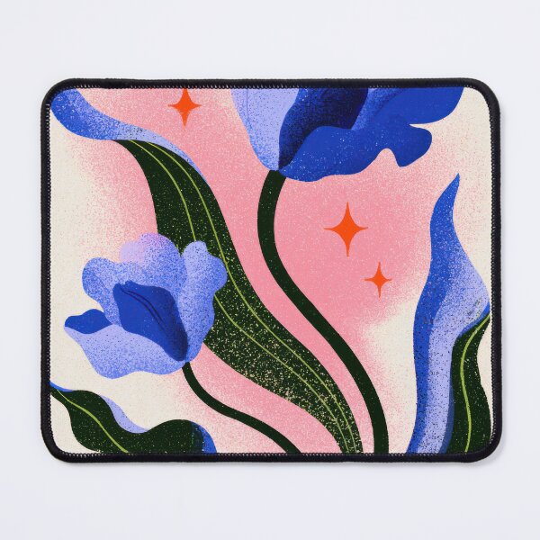 Item preview, Blue Flowers Pink Botanical Folk Art designed and sold by Sunday Margaritas Art.