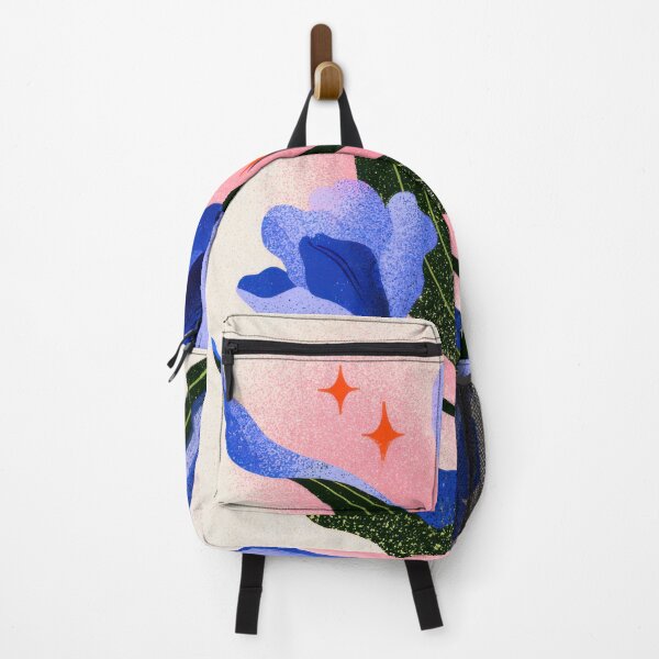 Item preview, Blue Flowers Pink Botanical Folk Art designed and sold by Sunday Margaritas Art.
