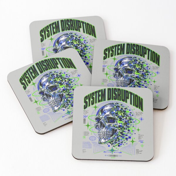 Item preview, System Disruption Glitch Skull Cyberpunk Streetwear Graphic Art designed and sold by QCena.