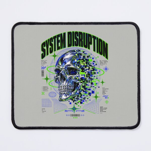 Item preview, System Disruption Glitch Skull Cyberpunk Streetwear Graphic Art designed and sold by QCena.