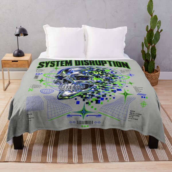 Item preview, System Disruption Glitch Skull Cyberpunk Streetwear Graphic Art designed and sold by QCena.