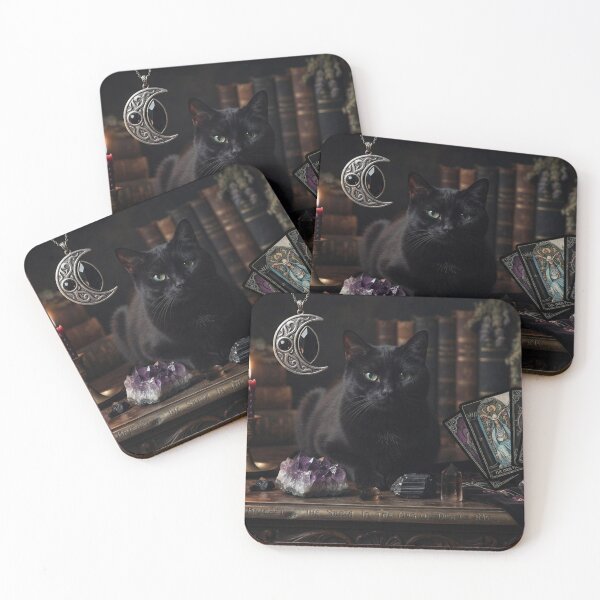 Item preview, Bombay Black Cat Witch Tarot Moon Crystals designed and sold by Ghostlycats2026.