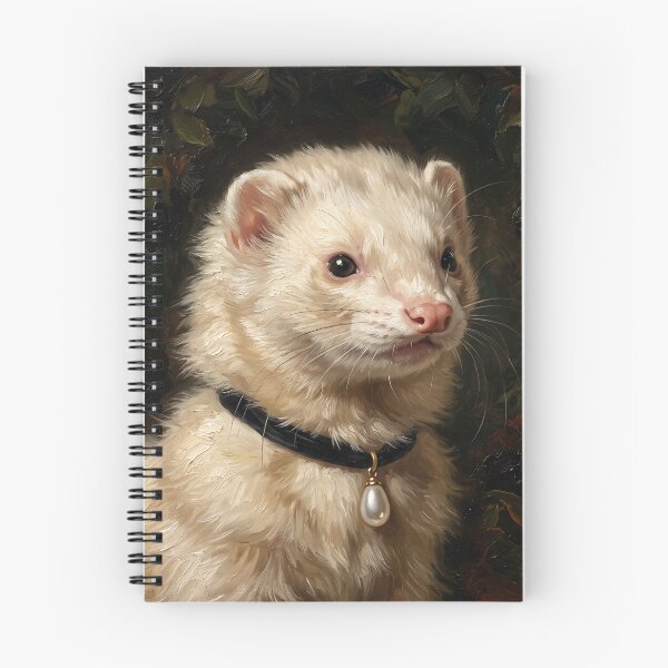 Item preview, Regal Cream Ferret Portrait with Pearl Pendant designed and sold by Real Beast Art.