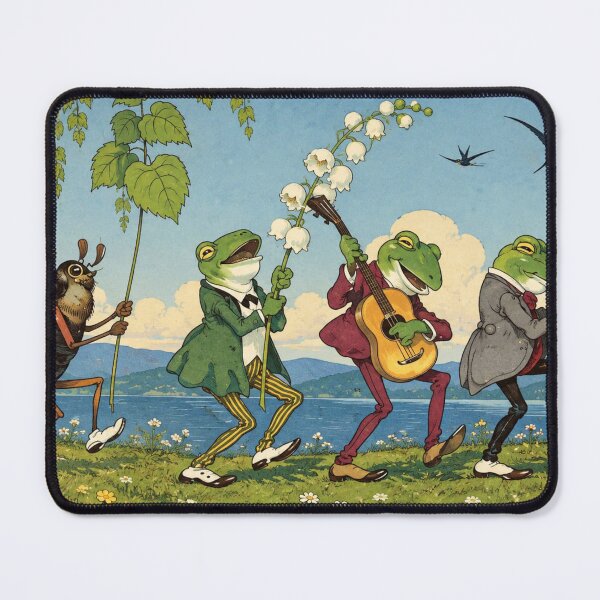 Item preview, Fairy Tale Wall Art, Frog and Beetle Band Vintage Illustration, Whimsical Storybook Art Print, Art Nouveau Animal Decor designed and sold by RickE.