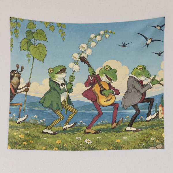 Item preview, Fairy Tale Wall Art, Frog and Beetle Band Vintage Illustration, Whimsical Storybook Art Print, Art Nouveau Animal Decor    designed and sold by RickE.