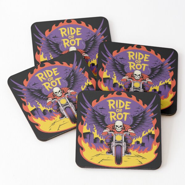 Item preview, Ride Or Rot Vintage Skeleton Biker Flames designed and sold by BeatStriker.