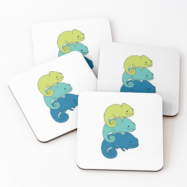 Item preview, Stacked Chameleons – Green, Teal & Blue Reptile Trio designed and sold by AliveStyle.