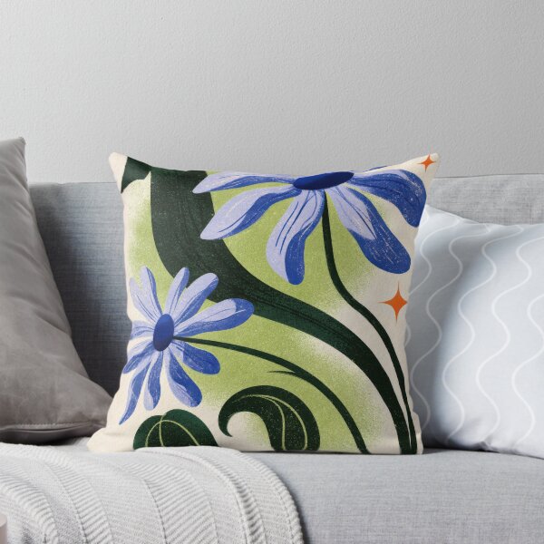 Item preview, Blue Daisy Botanical Retro Floral Art designed and sold by Sunday Margaritas Art.
