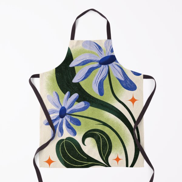 Item preview, Blue Daisy Botanical Retro Floral Art designed and sold by Sunday Margaritas Art.