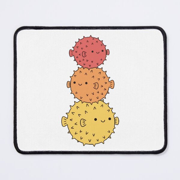 Item preview, Stacked Pufferfish – Smiling Coral, Orange & Yellow Trio designed and sold by AliveStyle.