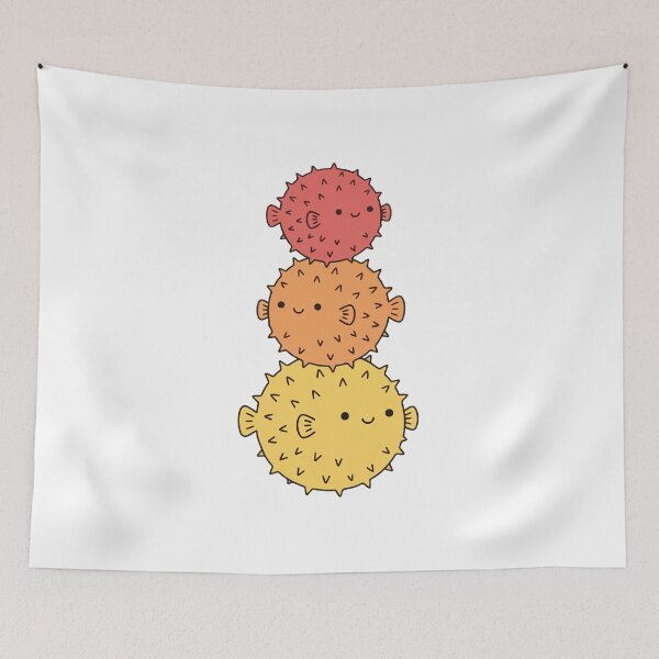 Item preview, Stacked Pufferfish – Smiling Coral, Orange & Yellow Trio designed and sold by AliveStyle.