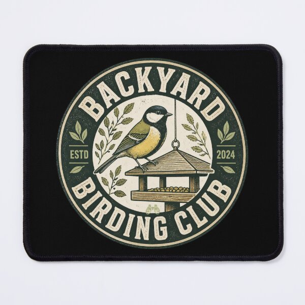 Item preview, Backyard Birding Club Vintage Badge Logo – Bird Feeder Retro Design designed and sold by limos.