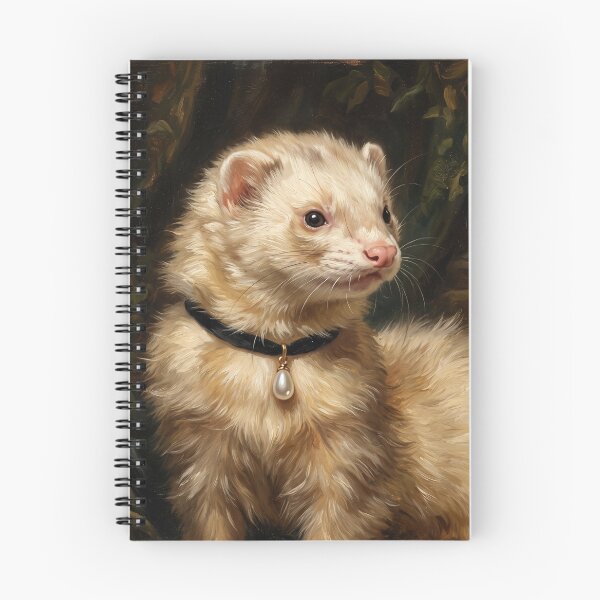 Item preview, Regal Cream Ferret Portrait with Pearl Choker designed and sold by Real Beast Art.