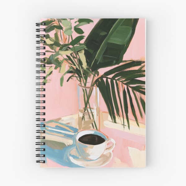 Item preview, Morning Coffee and Plants Pink Still Life designed and sold by Sunday Margaritas Art.