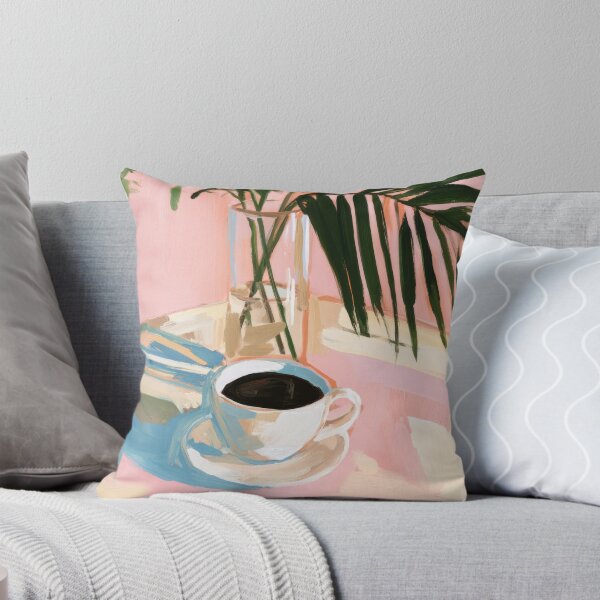 Item preview, Morning Coffee and Plants Pink Still Life designed and sold by Sunday Margaritas Art.