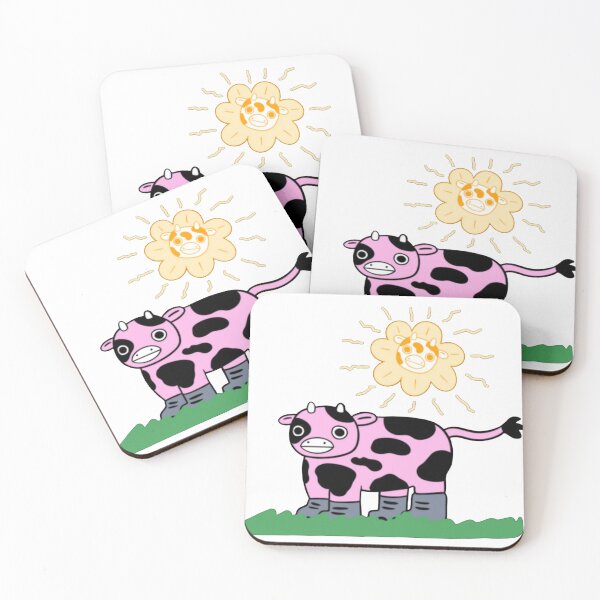 Item preview, Whimsical Pink Cow Boots and Sun designed and sold by Mojikatiii.