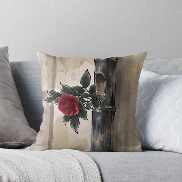 Item preview, Sumi-e Camellia Bamboo Ikebana Art designed and sold by conohitoAI-ArtGallery.