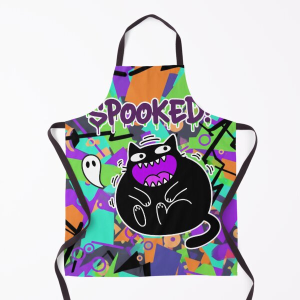 Item preview, Spooked! Fat Black Cat and Ghost Cartoon Square Edition designed and sold by Taridesign.
