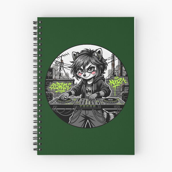 Item preview, Nu Metal Raccoon DJ - Neon Lime Green Stencil Chibi designed and sold by CaliLuminos.
