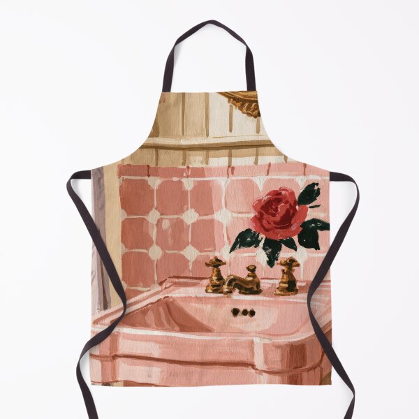Item preview, Vintage Pink Bathroom Sink and Rose Painting designed and sold by Sunday Margaritas Art.