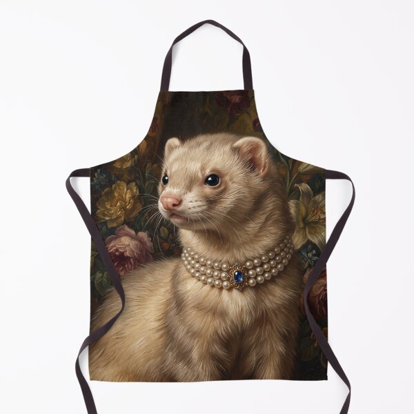 Item preview, Regal Cream Ferret Portrait with Sapphire Brooch designed and sold by Real Beast Art.