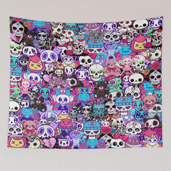 Item preview, Pastel Goth Creepy Cute Skull Stickerbomb Collage designed and sold by Side By Side Studio.