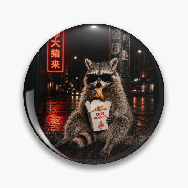 Item preview, Funny Raccoon Eating Crab Rangoon Feral Trash Panda Food Lover Humor designed and sold by beoldfashioned.