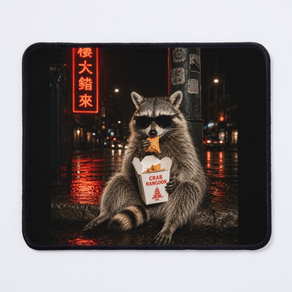 Item preview, Funny Raccoon Eating Crab Rangoon Feral Trash Panda Food Lover Humor designed and sold by beoldfashioned.