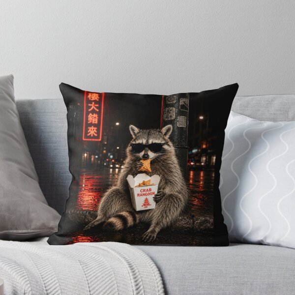 Item preview, Funny Raccoon Eating Crab Rangoon Feral Trash Panda Food Lover Humor designed and sold by beoldfashioned.