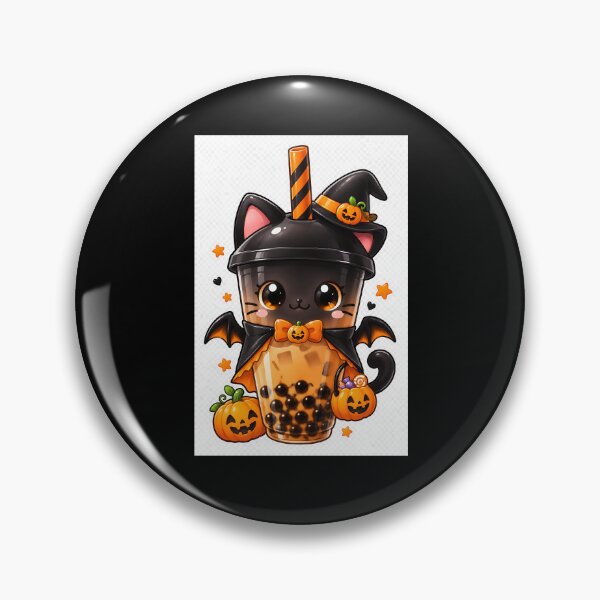 Item preview, Cute Halloween Black Cat Boba Tea designed and sold by SmartyWonders.