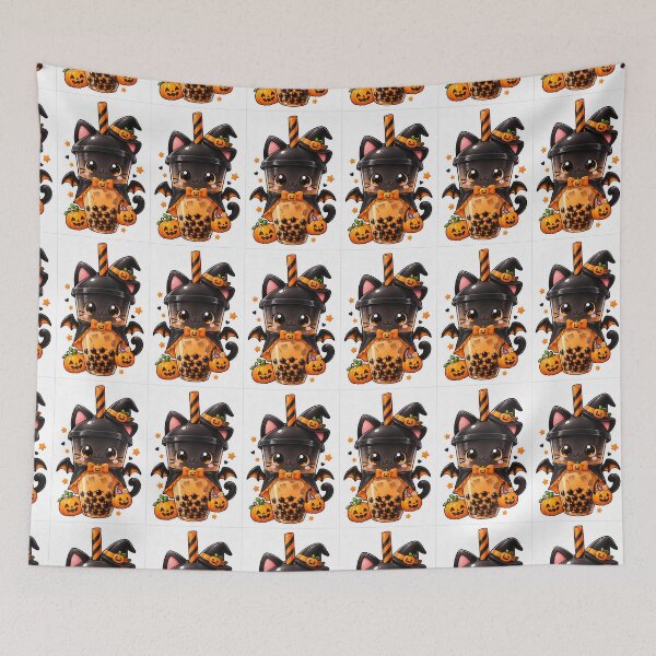 Item preview, Cute Halloween Black Cat Boba Tea designed and sold by SmartyWonders.
