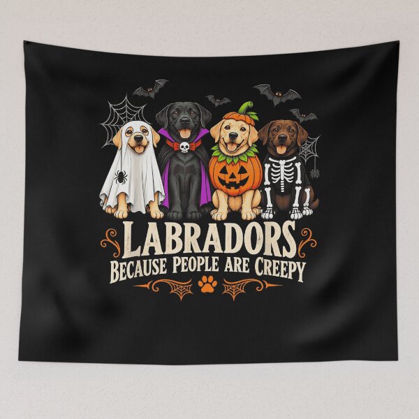 Item preview, Labradors Because People Are Creepy Halloween Costumes Ghost Vampire Pumpkin Skeleton Dog Apparel designed and sold by slmfams.