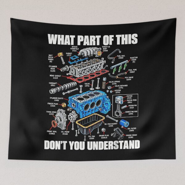 Item preview, What Part Of This Dont You Understand Car Engine Exploded View Mechanic Humor Apparel designed and sold by slmfams.