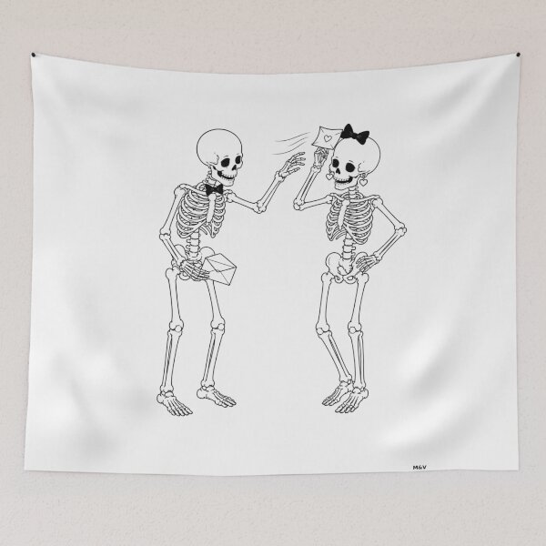 Item preview, Skeleton Couple Exchanging Love Letters designed and sold by Qenlo.