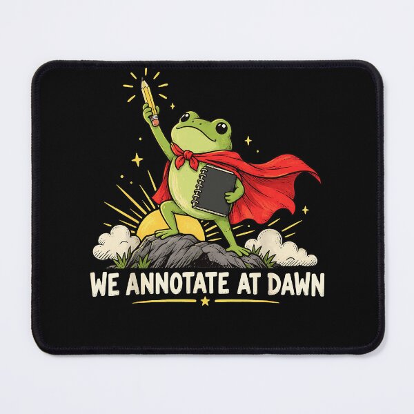 Item preview, We Annotate At Dawn Superhero Frog With Pencil And Notebook Academic Study Humor Apparel designed and sold by slmfams.