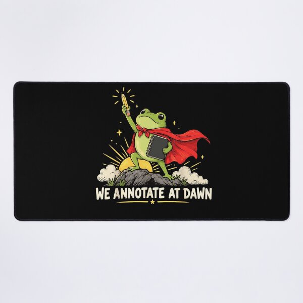 Item preview, We Annotate At Dawn Superhero Frog With Pencil And Notebook Academic Study Humor Apparel designed and sold by slmfams.
