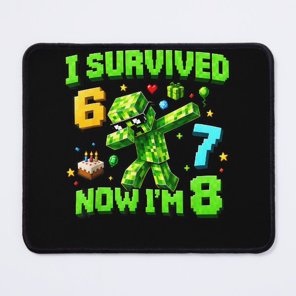 Item preview, I Survived 6 Now Im 8 Minecraft Creeper Dab Birthday Pixel Art Kids Gaming Apparel designed and sold by slmfams.