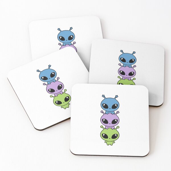 Item preview, Stacked Aliens – Blue, Lavender & Green Space Trio designed and sold by AliveStyle.