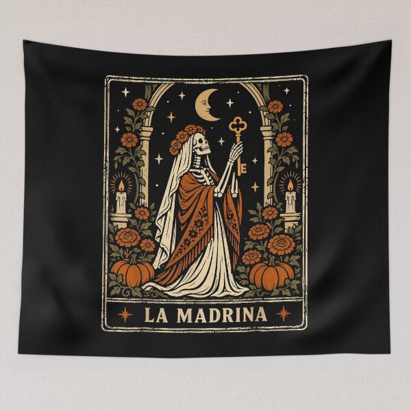 Item preview, La Madrina Skeleton Bride Holding Key Day Of The Dead Style Tarot Card Apparel designed and sold by slmfams.