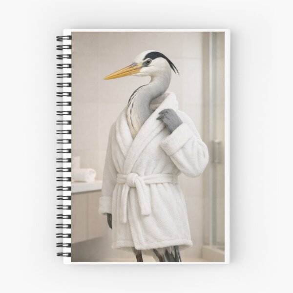 Item preview, Grey Heron White Bathrobe designed and sold by Sillytoe.