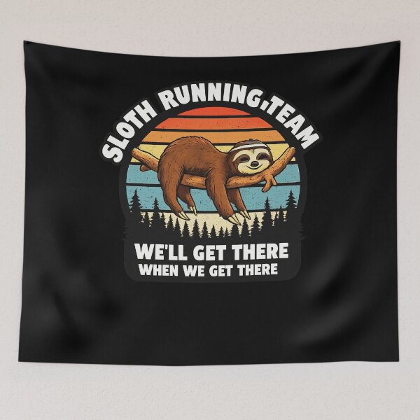 Item preview, Sloth Running Team Well Get There When We Get There Retro Sunset Apparel designed and sold by slmfams.