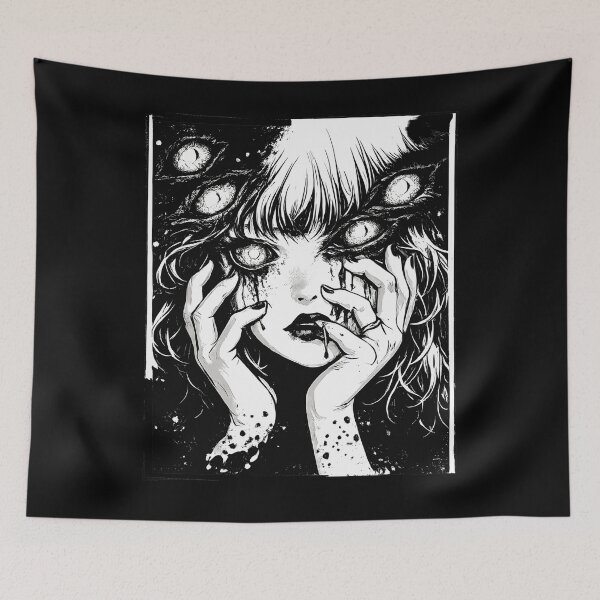 Item preview, Multi Eyed Horror Girl With Tears Dark Fantasy Creepy Art Illustration Apparel designed and sold by slmfams.