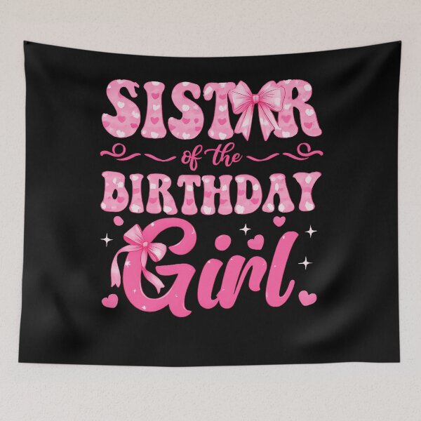 Item preview, Sister Of The Birthday Girl Pink Hearts Bows Cute Party Celebration Apparel designed and sold by slmfams.